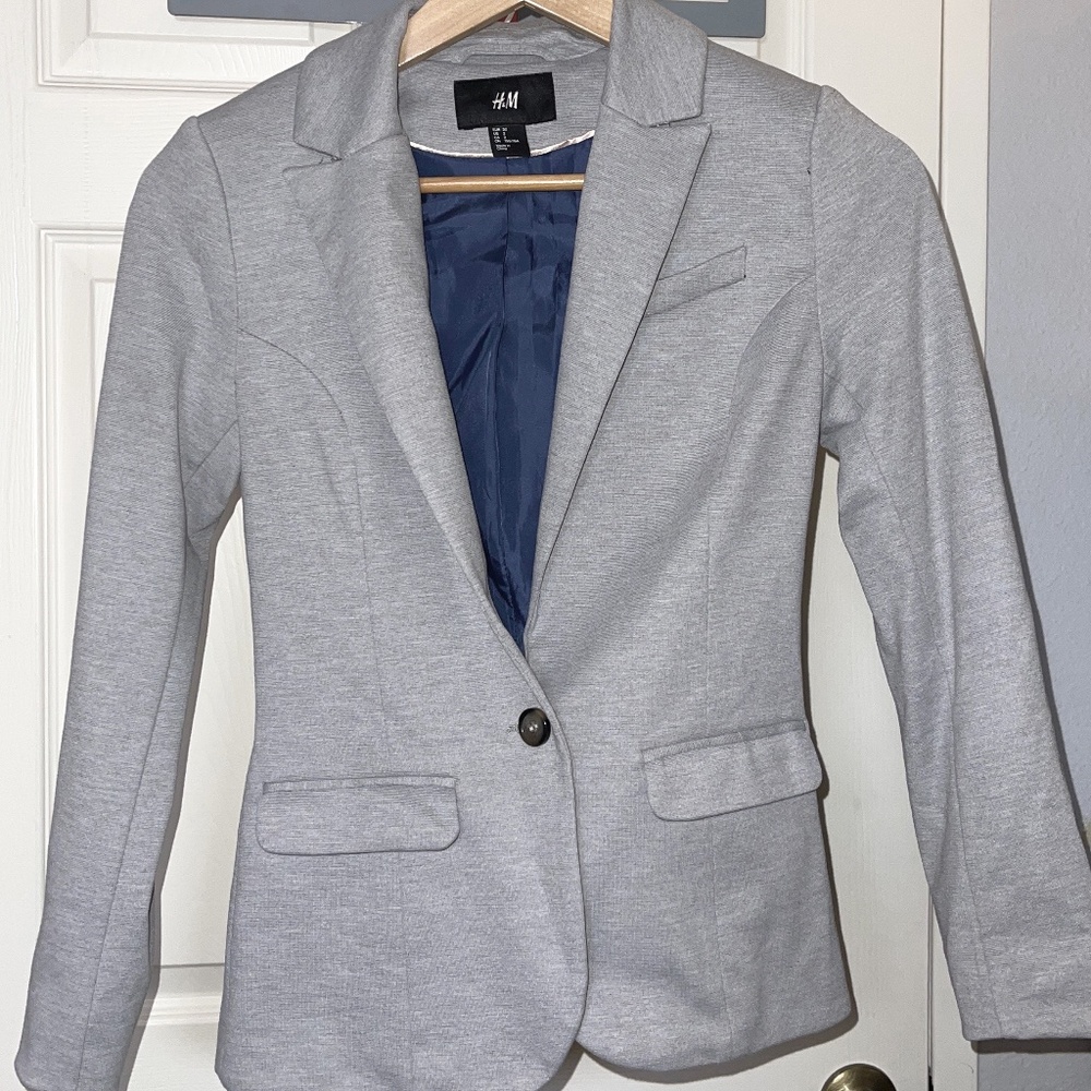 H&M Suit Blazer Gray Women Size 2